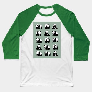 Panda Bear Pattern on Sage Green Baseball T-Shirt